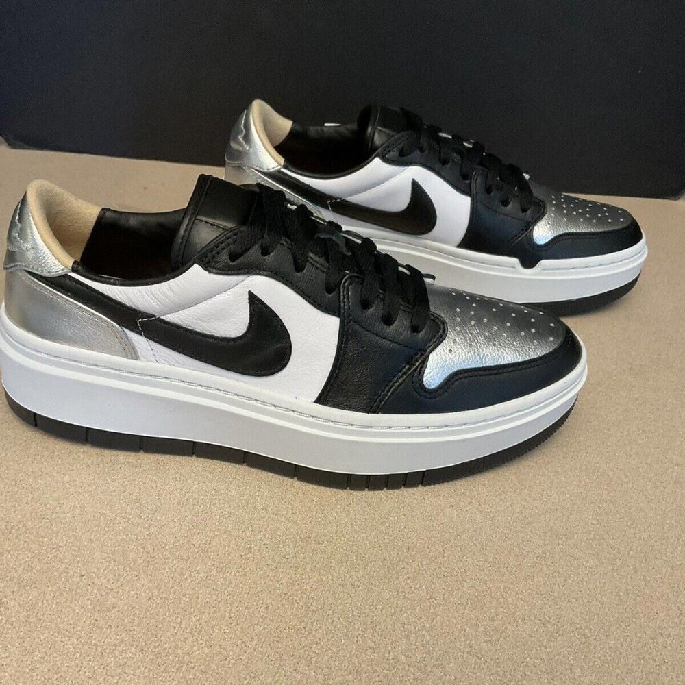 Jordan Black, White, and Silver Athletic Shoes